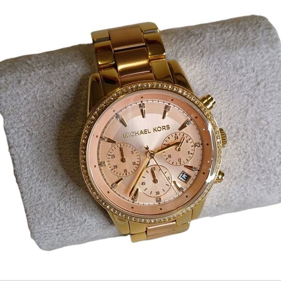 Michael Kors Ritz Chronograph Two-Tone Stainless Steel Watch - Picture 3 of 12